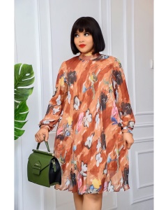 Robe mi courte ample à longues manches