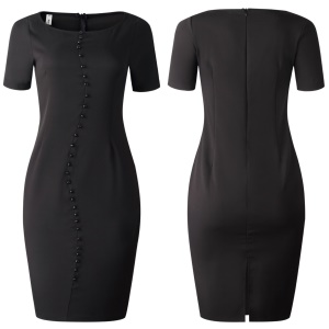 Robe cou rond ouvert manches courte