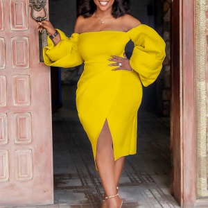 Robe épaule dénudée bas croisé