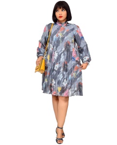 Robe mi courte ample à longues manches