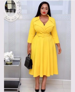 Robe tendance bureau large col rabattu
